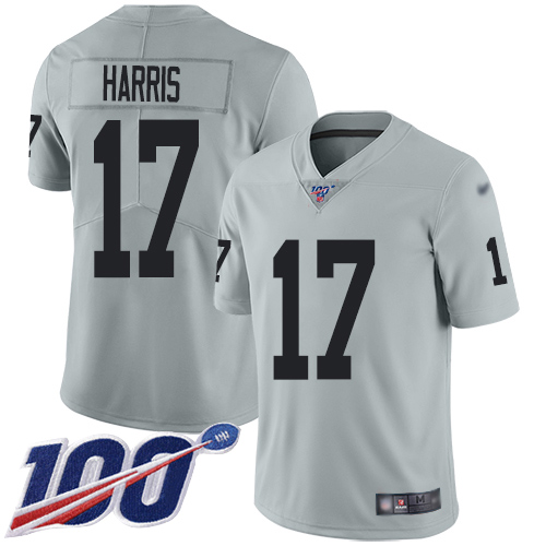 Men Oakland Raiders Limited Silver Dwayne Harris Jersey NFL Football 17 100th Season Inverted Legend Jersey